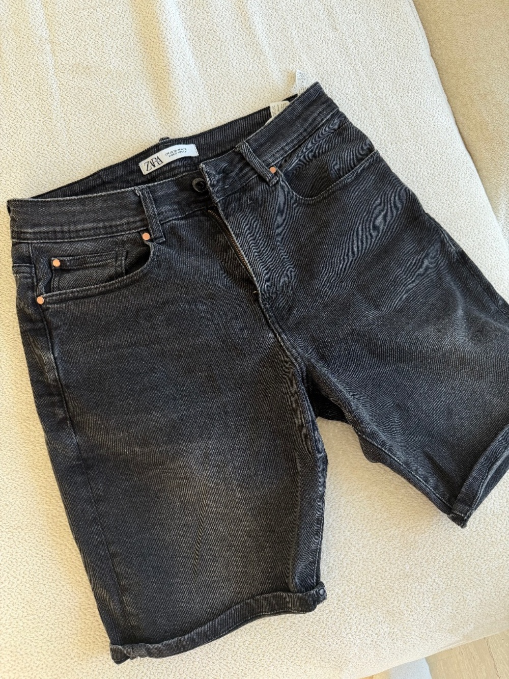 Zara Black Washed Denim Shorts Size 30 Men